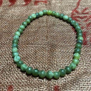 4MM Dark Lemon Jade Bead Stretchy Cord Bracelet